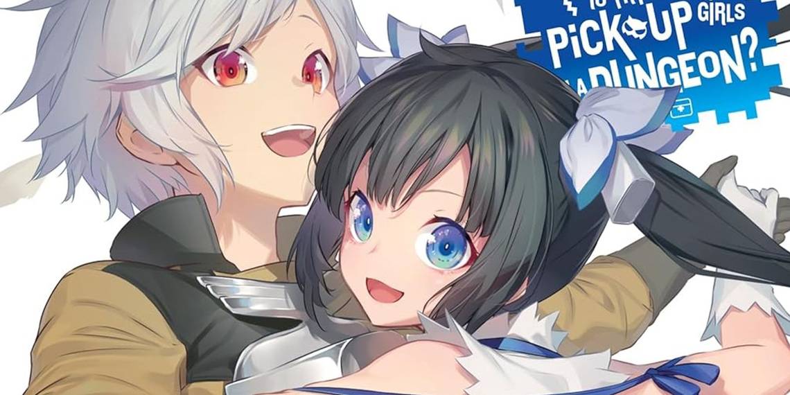 Bell e Hestia na capa da novel de DanMachi