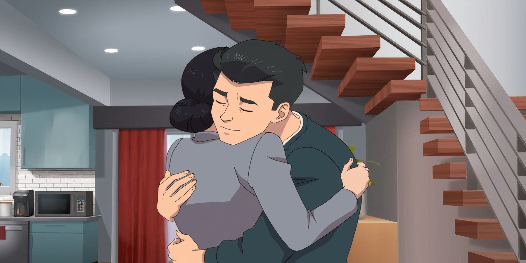 Debbie and her son Mark hugging in Invincible