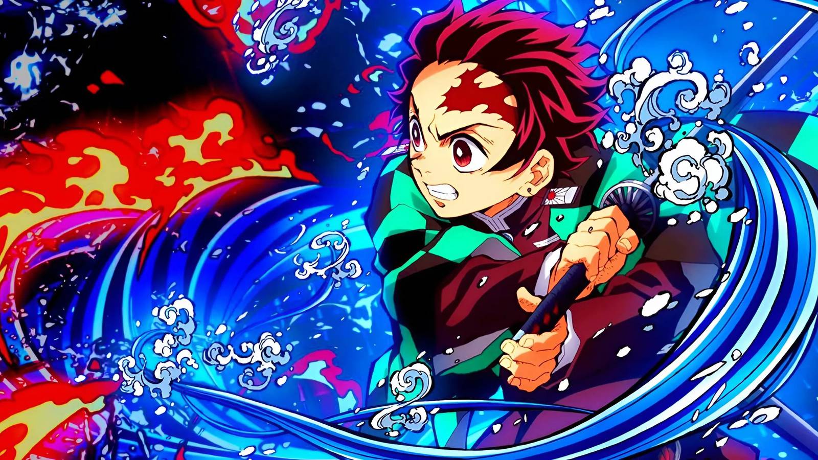 tanjiro water breathing with fire