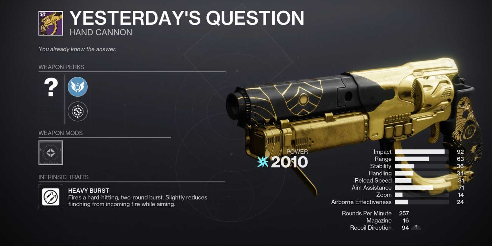 Destiny 2 Yesterday's Question