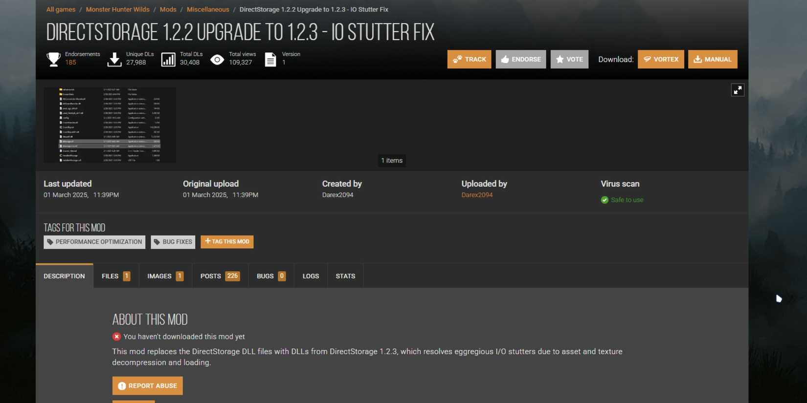 DirectStorage 1.2.2 Upgrade to 1.2.3 - IO Stutter Fix mod to fix camera stutter issue in monster hunter wilds