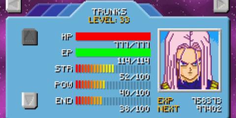 Dragon Ball Z The Legacy Of Goku 2 Trunks’ stats 