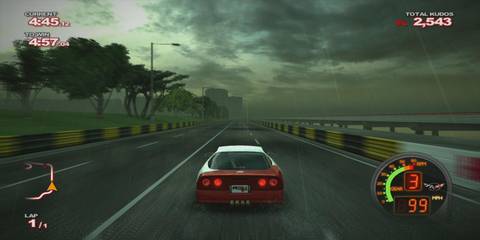 Driving a red car in the rain in Project Gotham Racing 4