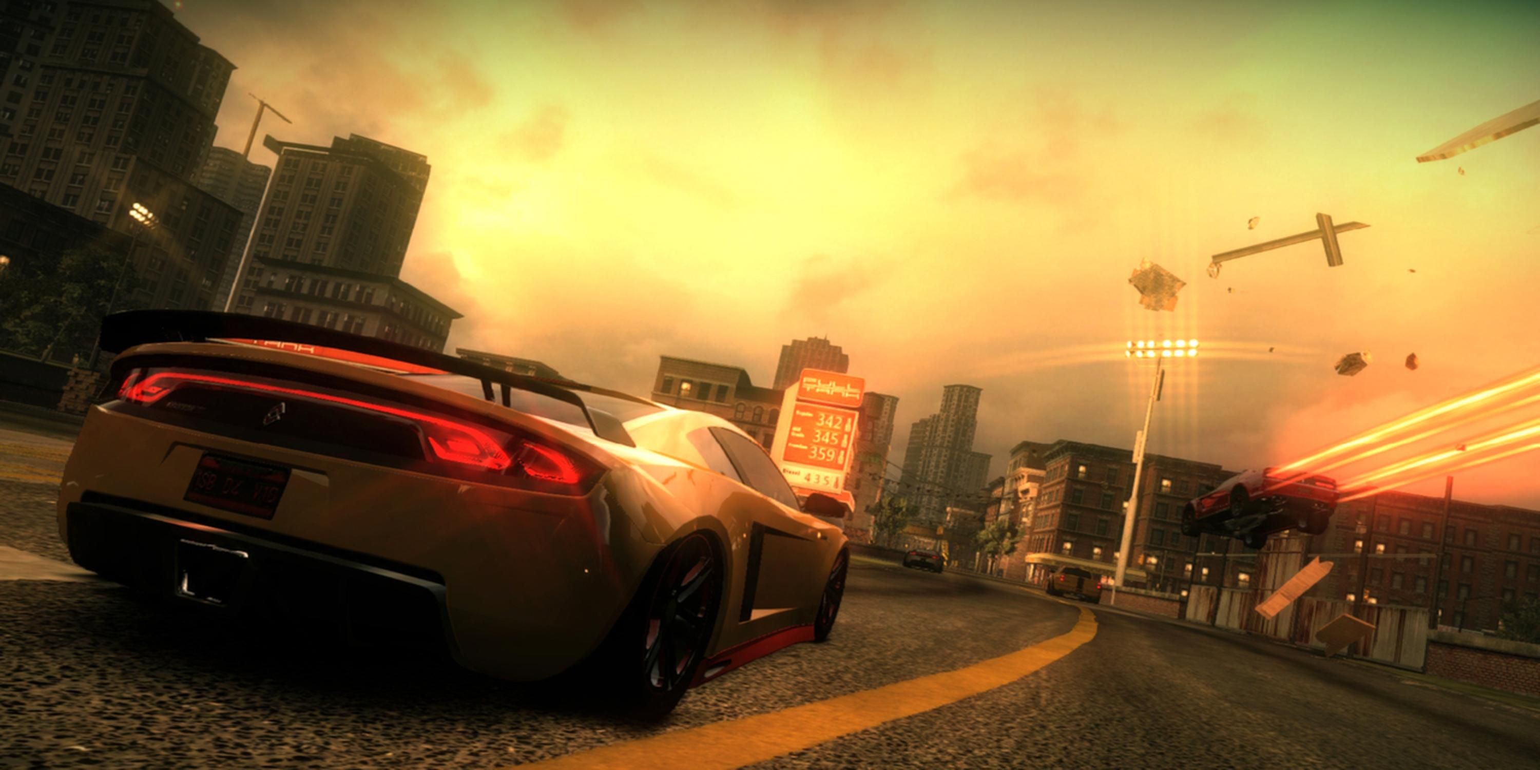 Driving a yellow car in Ridge Racer Unbounded