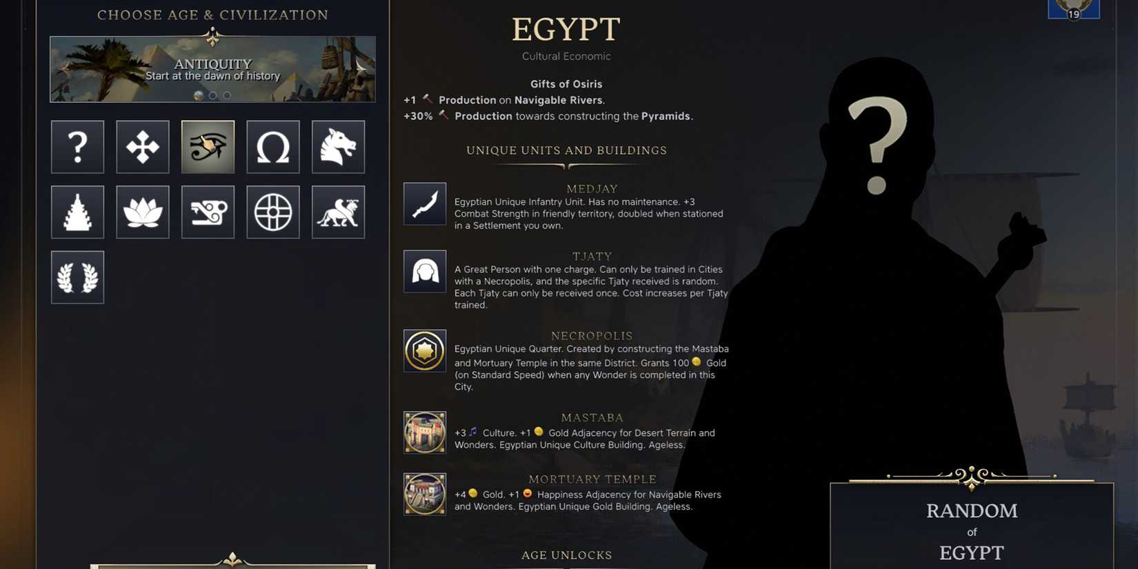Egypt Civilization in Civ 7