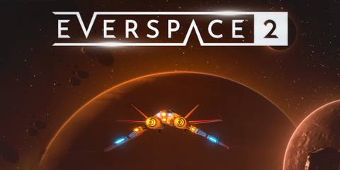 Everspace 2 Wrath of the Ancients promo gameplay screenshot with game logo space flight brown cast 2x1 composite