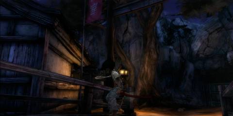 Exploring a town in Afro Samurai