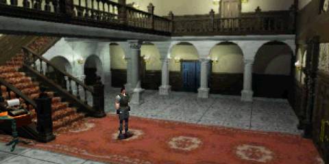 Exploring the mansion as Chris in Resident Evil
