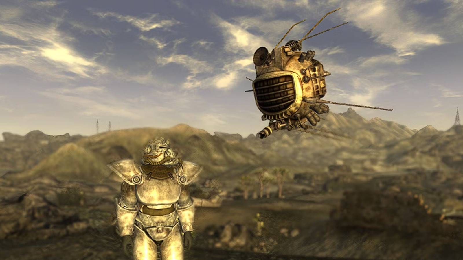 Fallout New Vegas ED-E and the player in power armor