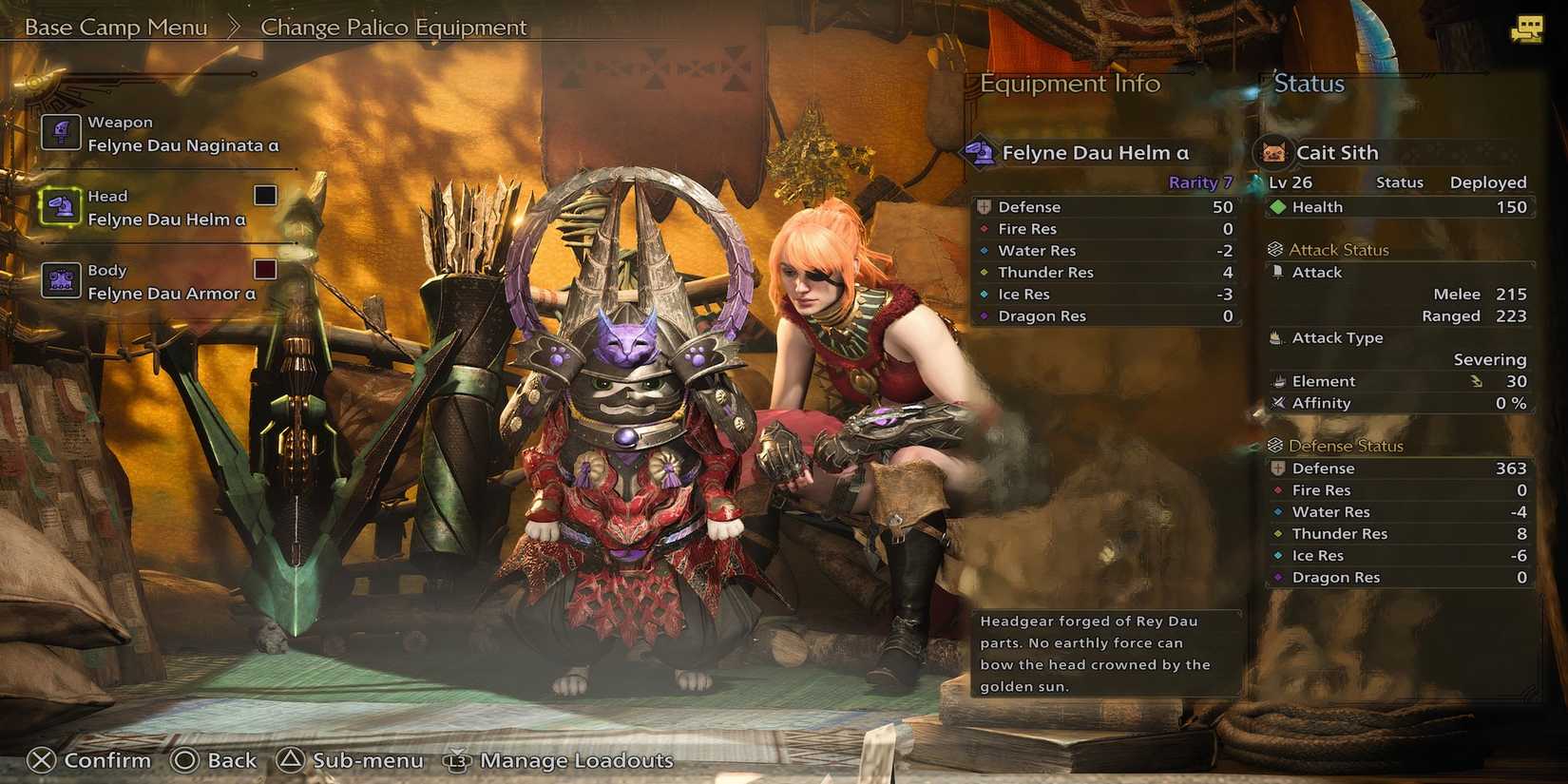 Felyne Dau Palico armor in Monster Hunter Wilds