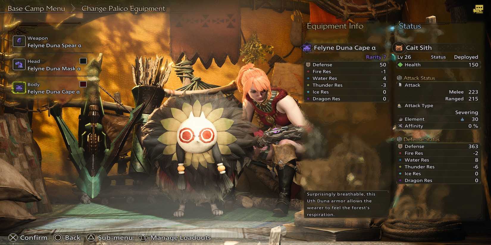 Felyne Duna Palico armor in Monster Hunter Wilds