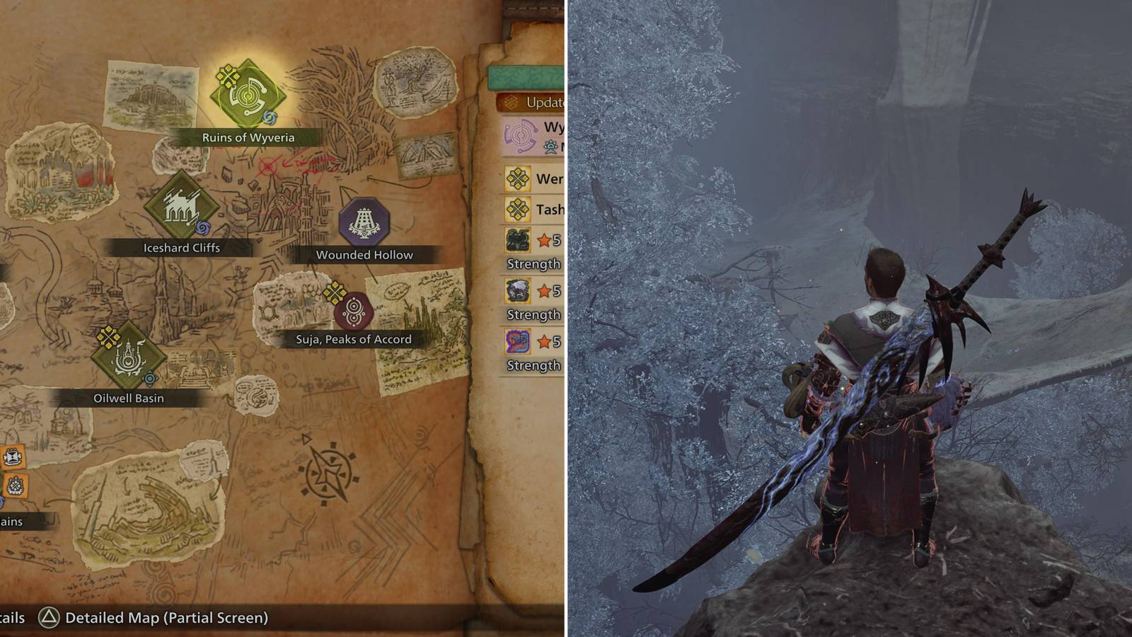 Wyveria On The Regional Map & The Player Standing In Wyveria 