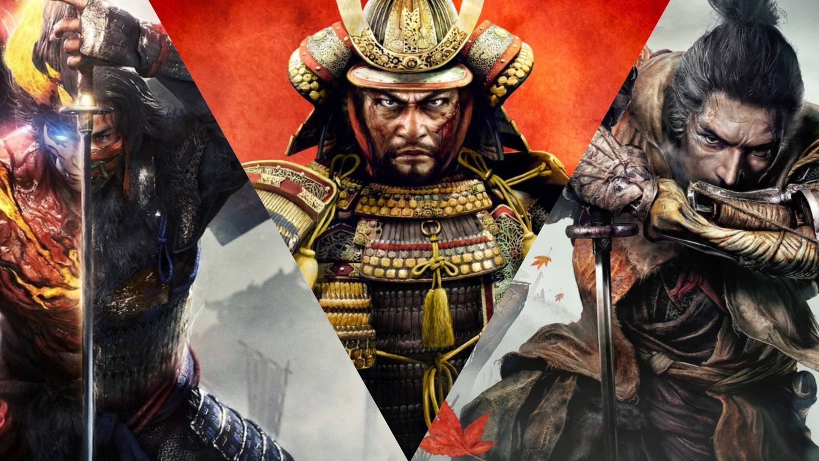 Collage featuring different feudal Japanese games