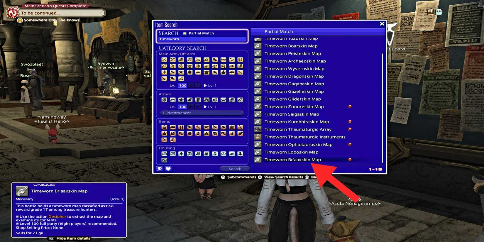 ffxiv-timeworn-braaxskin-map-market-board