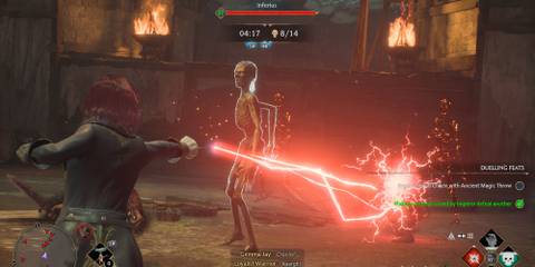 Fighting enemies in Hogwarts Legacy's Dark Arts Battle Arena