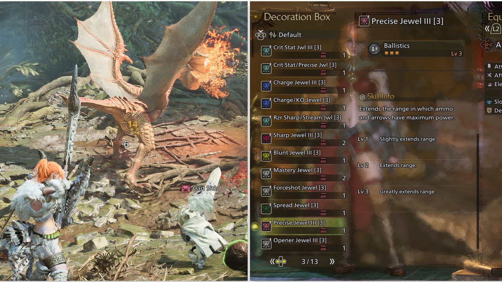 Fighting a monster and a Precise Jewel in Monster Hunter Wilds