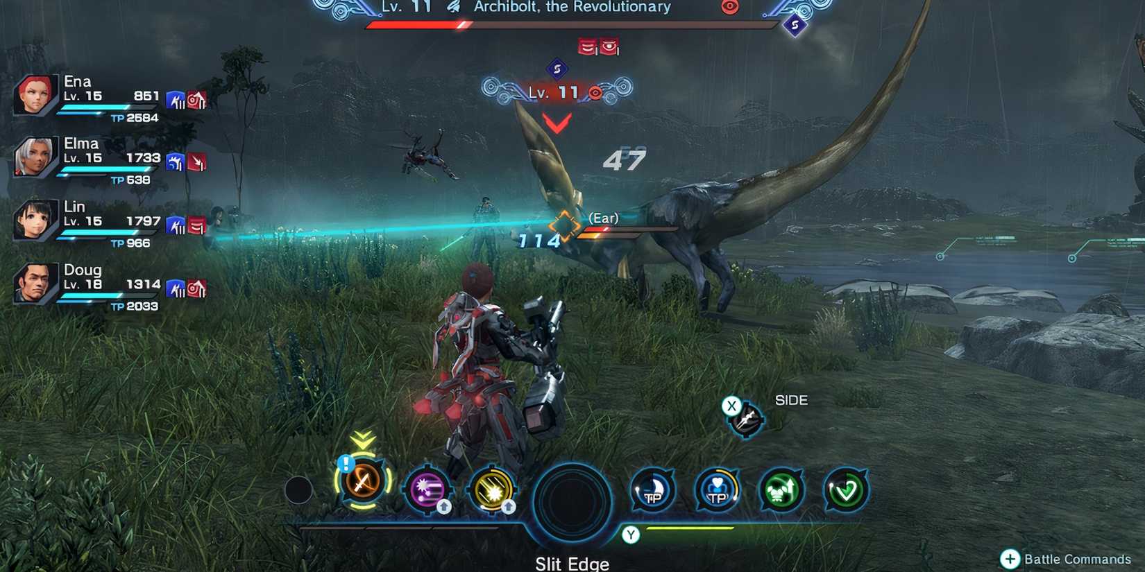 Fighting a Squad Task monster in Xenoblade Chronicles X Definitive Edition