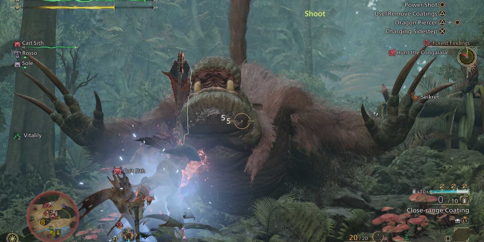 Fighting Congalala with A.I. allies in Monster Hunter Wilds