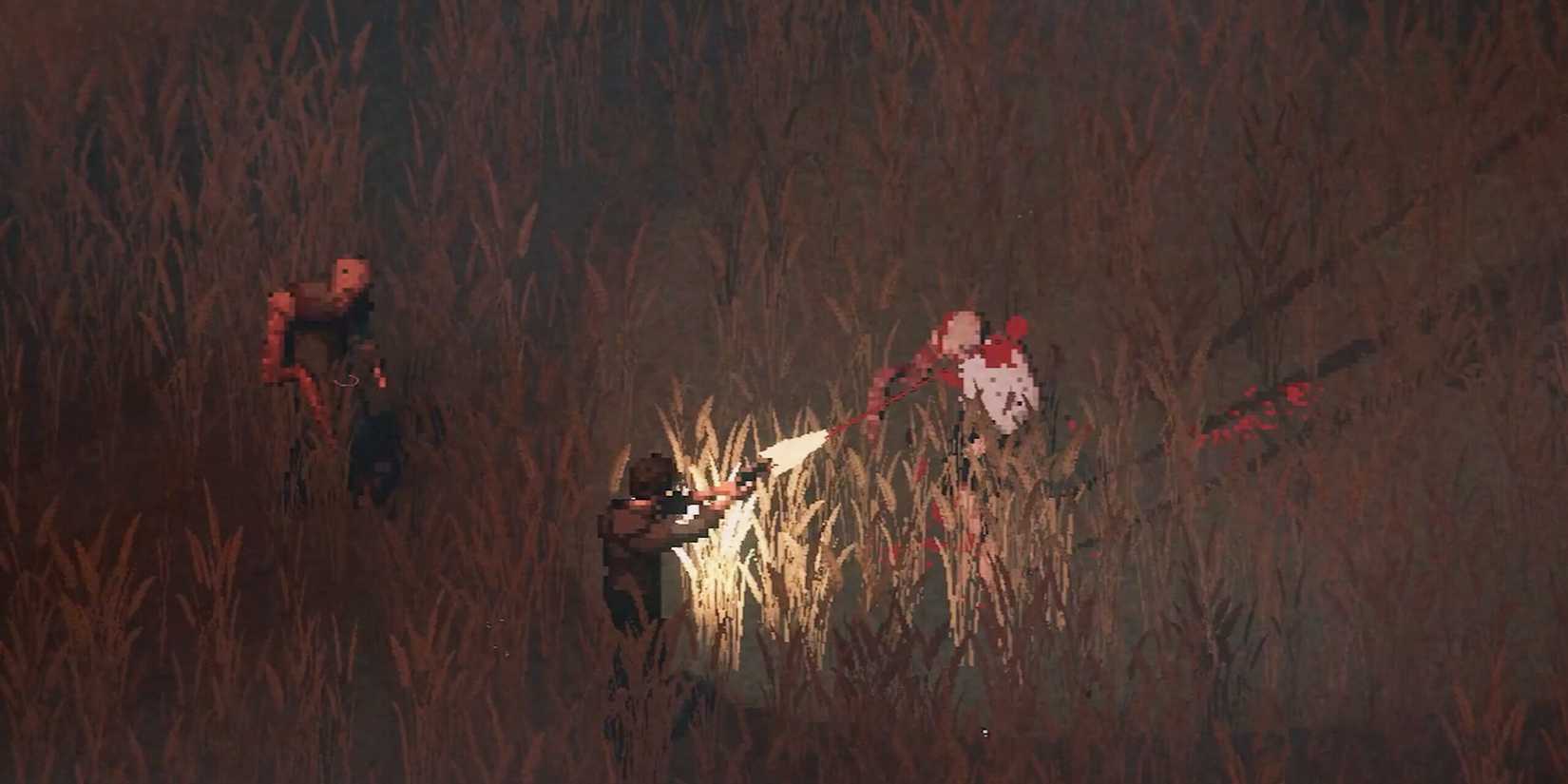 Fighting Enemies In A Field In Scarlet Lake