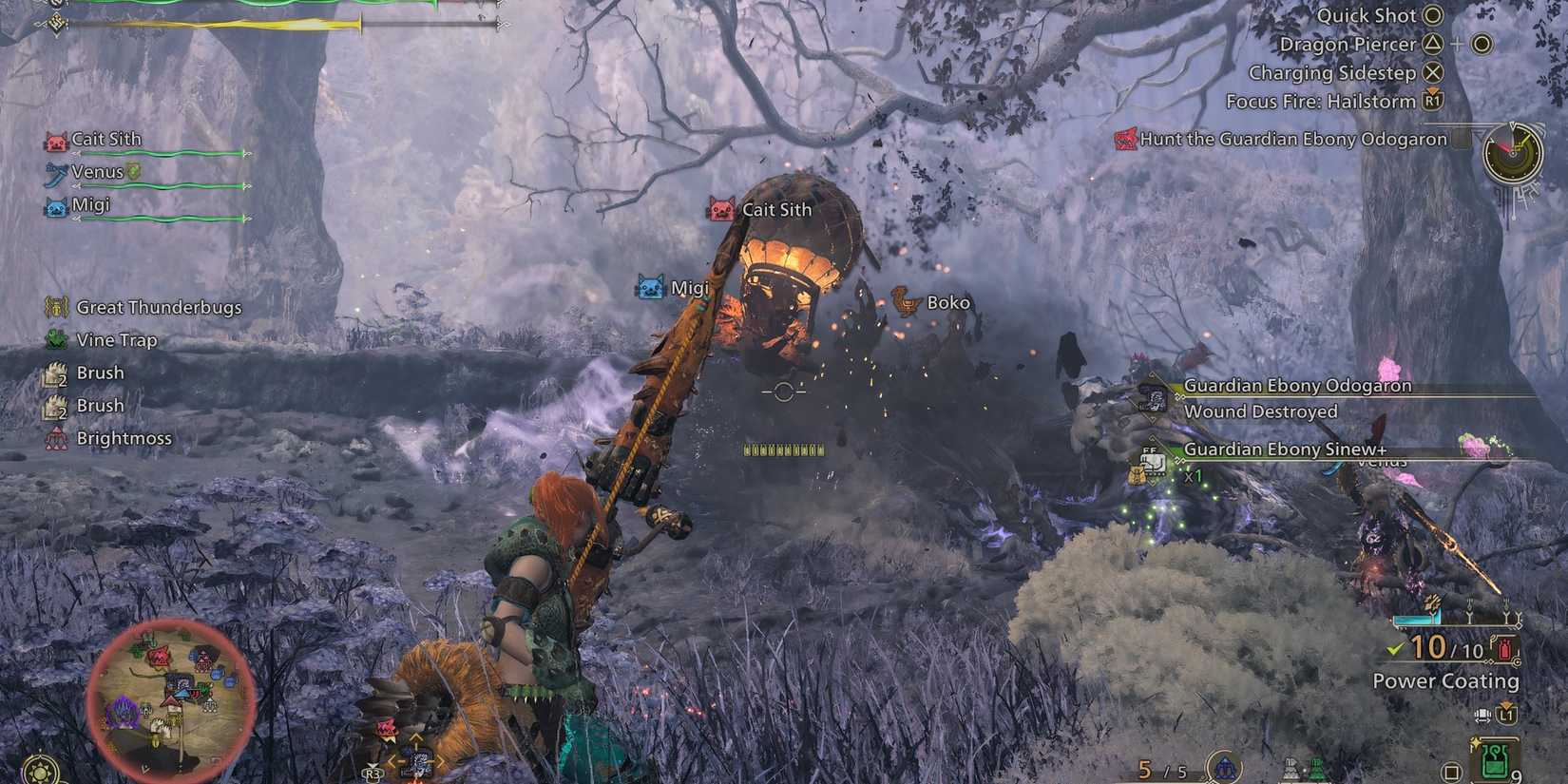 Fighting Guardian Ebony Odogaron in Monster Hunter Wilds