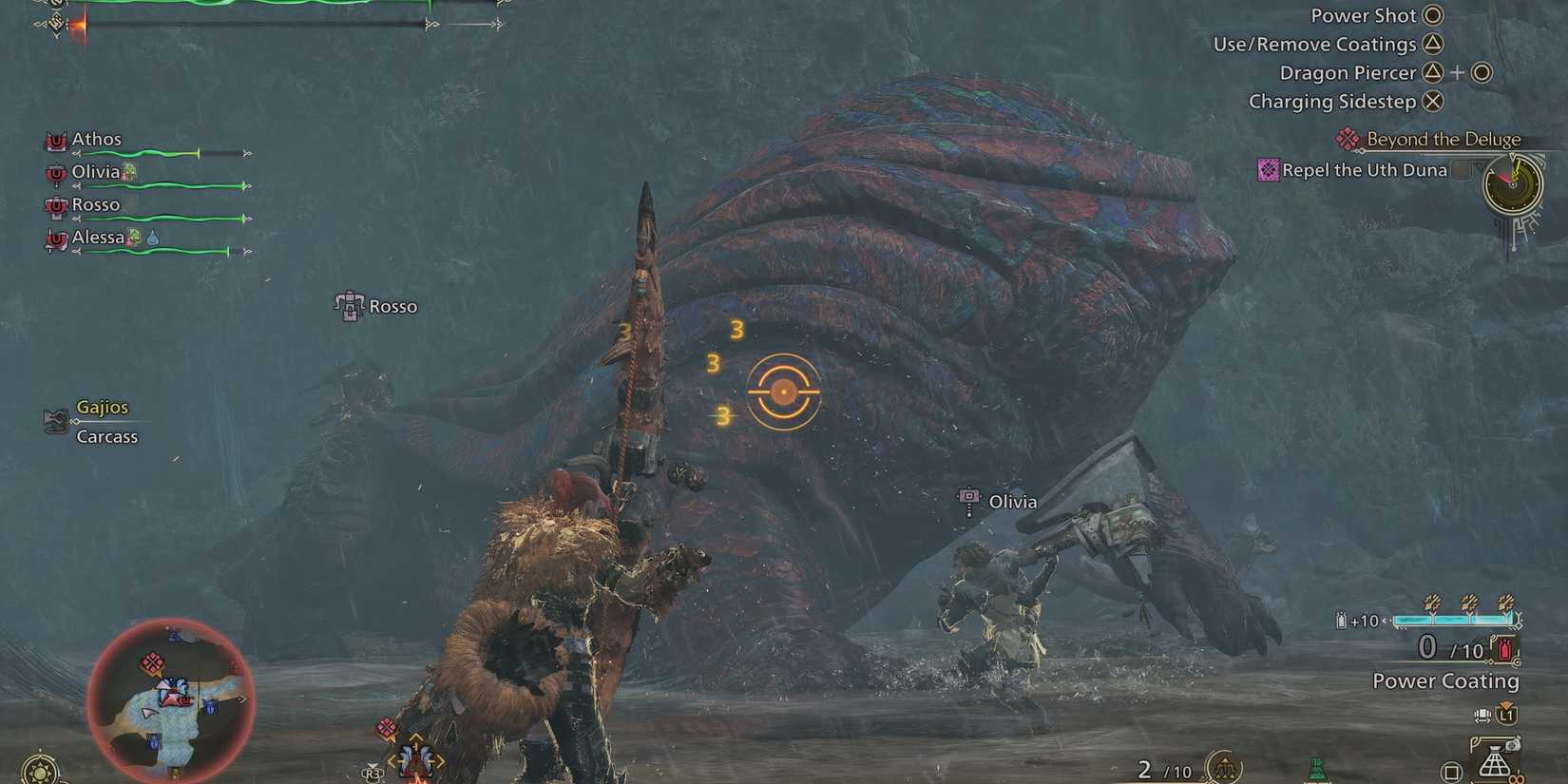 Fighting Uth Duna with A.I. allies in Monster Hunter Wilds