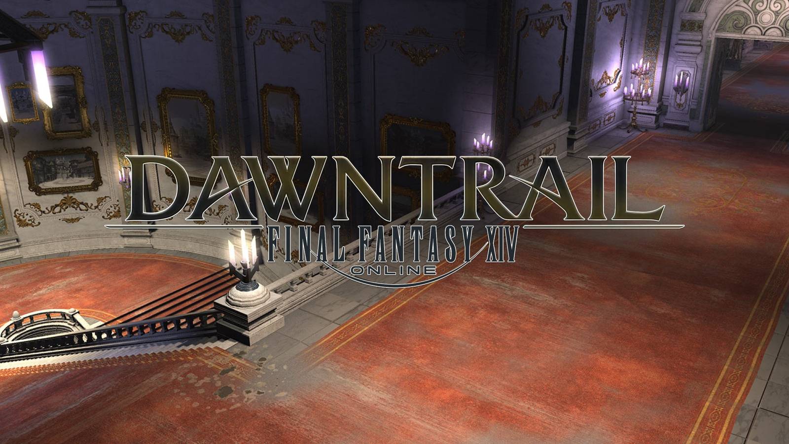 final-fantasy-14-dawntrail-logo-and-underkeep-castle-background