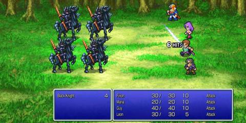 Final Fantasy 4 Party In Combat In A Grassy Clearing