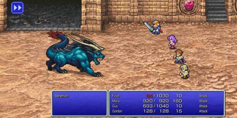 Final Fantasy 4 Party In Combat with behemoth