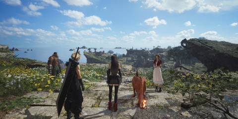 final fantasy 7 rebirth characters ahead of landscape