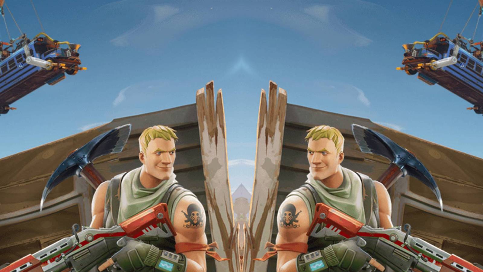 Mirrored artwork of Jonesy from Fortnite