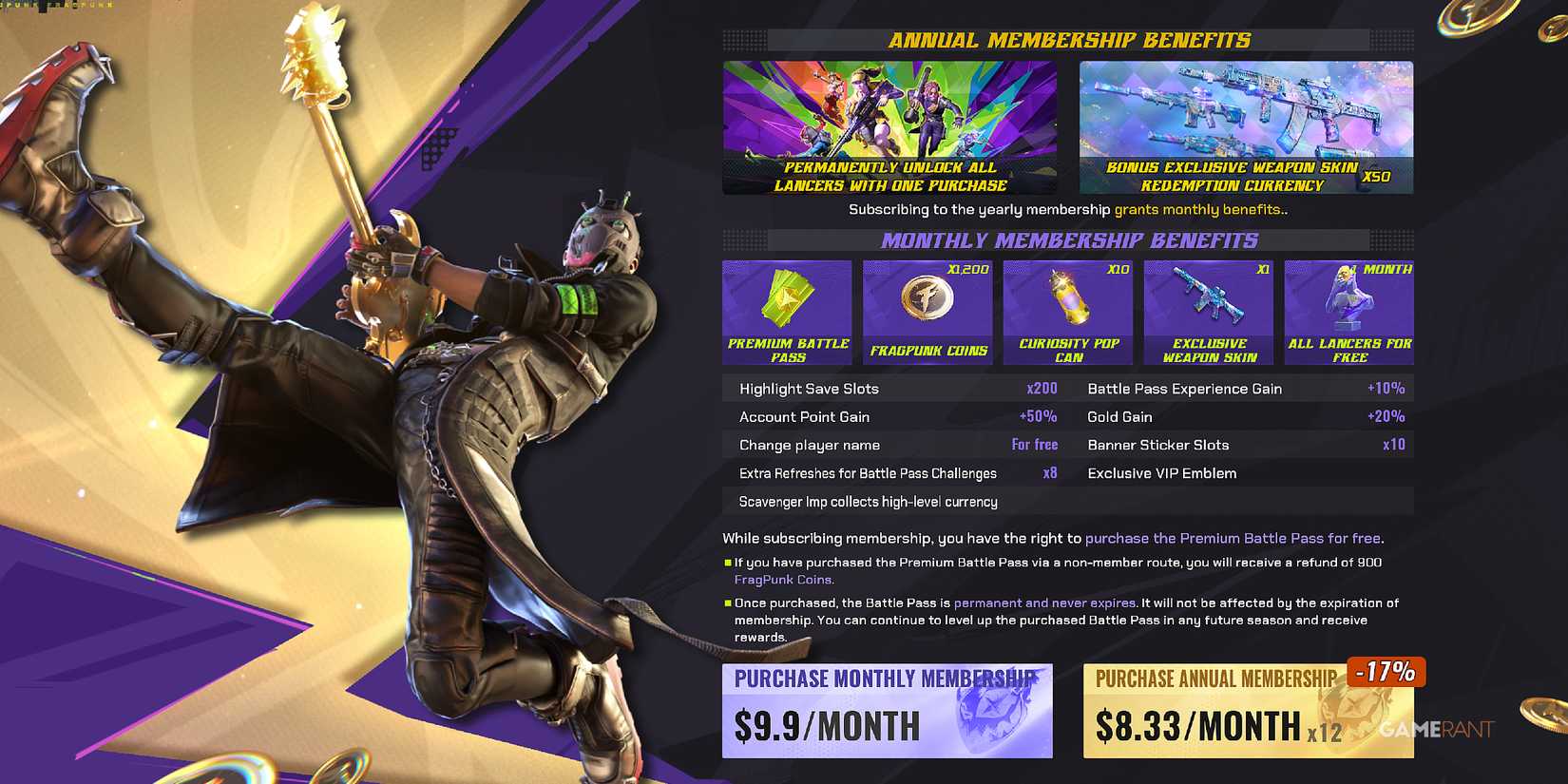 FragPunk Membership Benefits in FragPunk