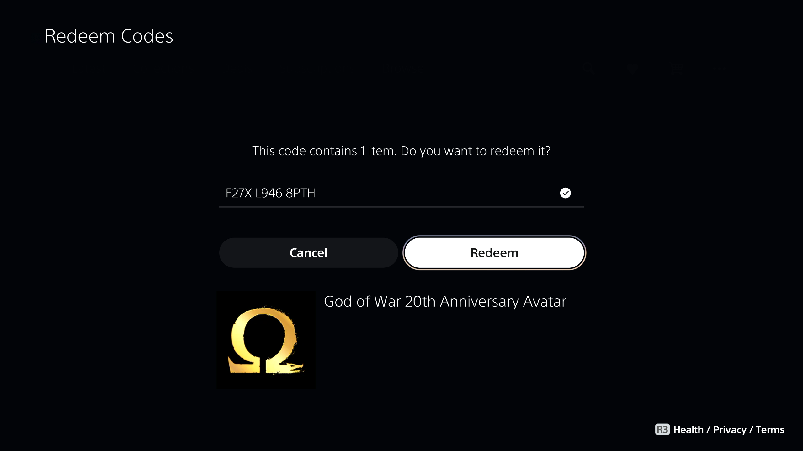 Free PSN Codes for God of War 20th Anniversary Avatar