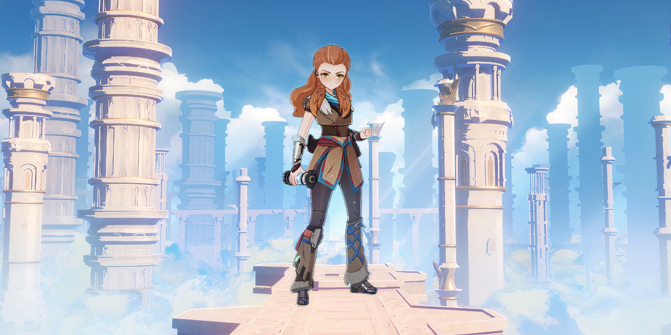 Genshin Impact Main Menu Start Screen Art with Aloy Crossover Character edit GAMERANT