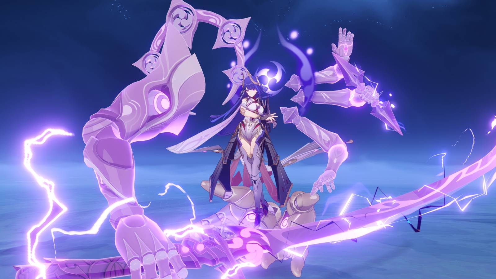 An image from Genshin Impact showing the Raiden Shogun weekly boss.