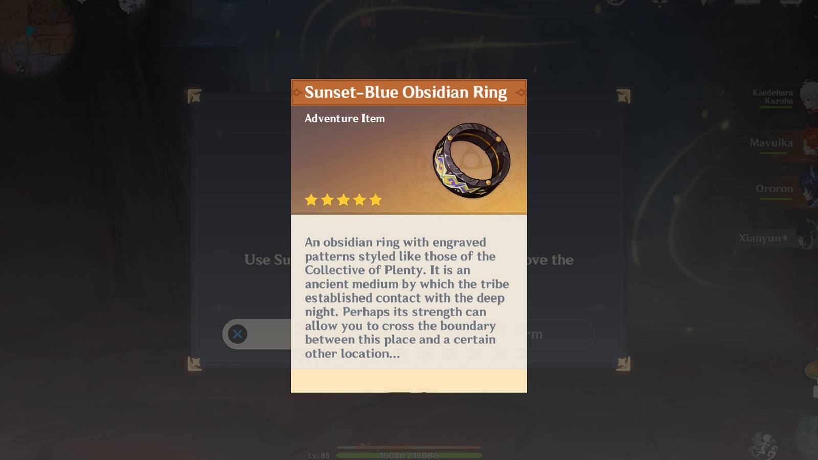Genshin Impact Sunset-Blue Obsidian Ring Guide