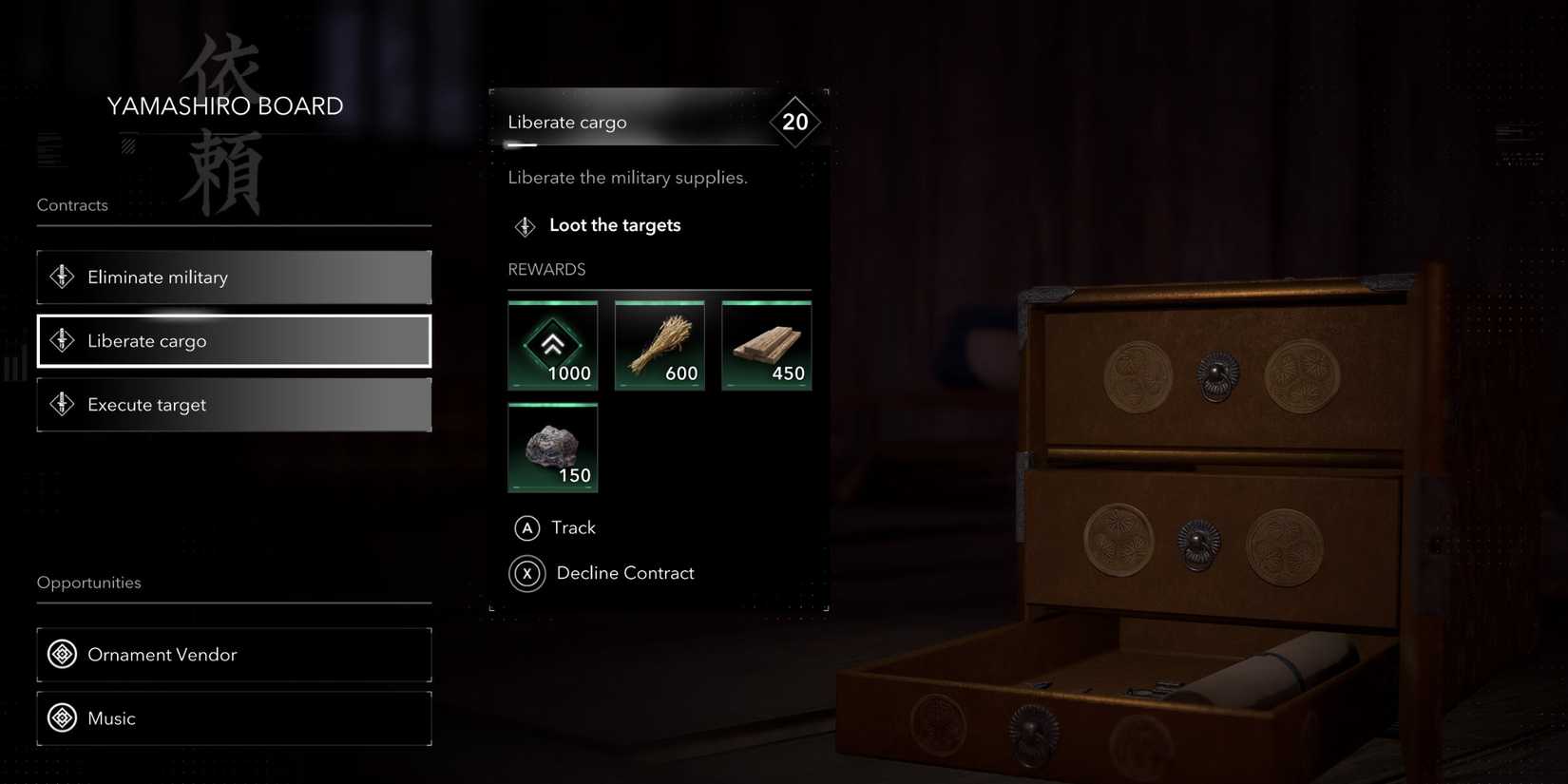 Get Wood from Completing Contracts Assassins Creed Shadows