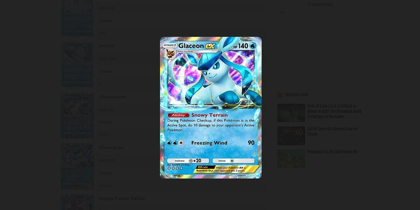 glaceon pokemon tcg pocket