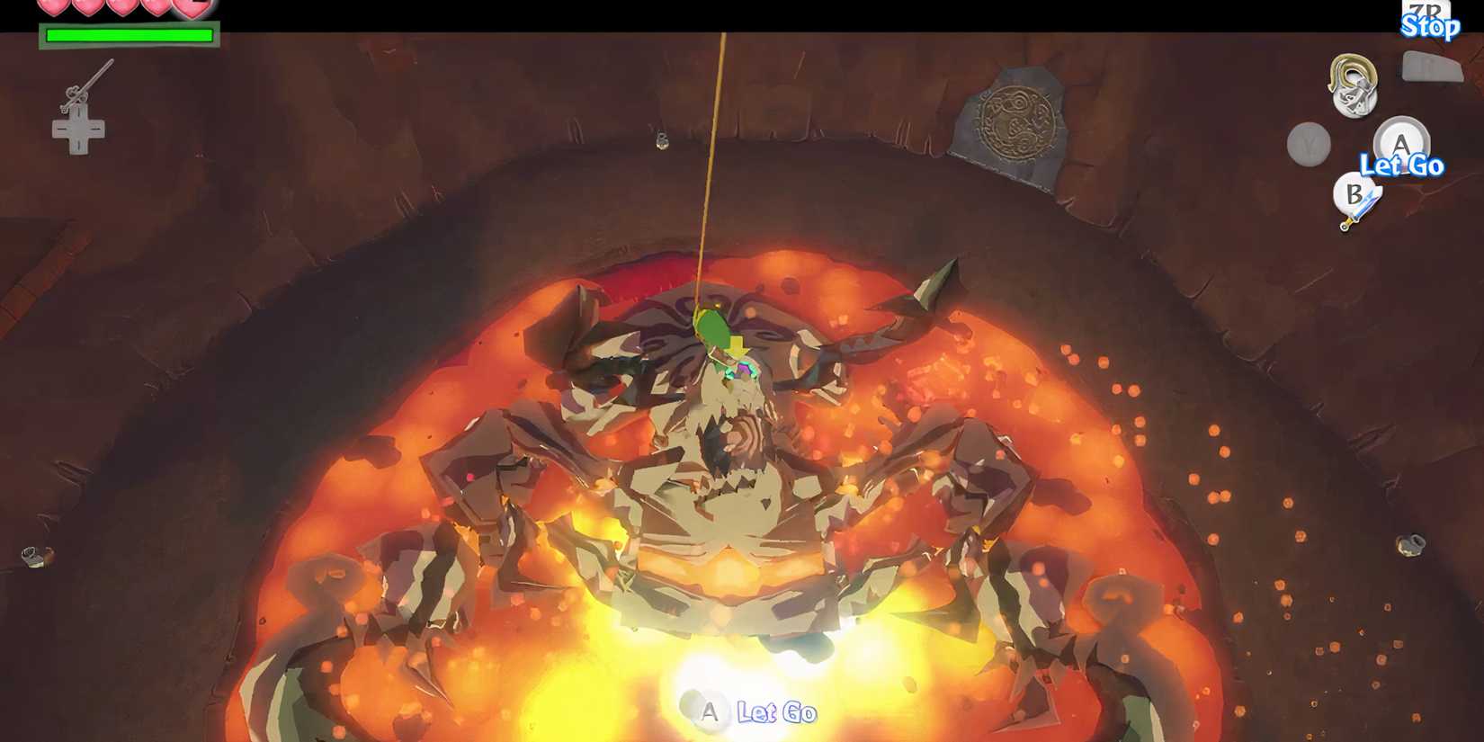 link swinging across a gap above gohma