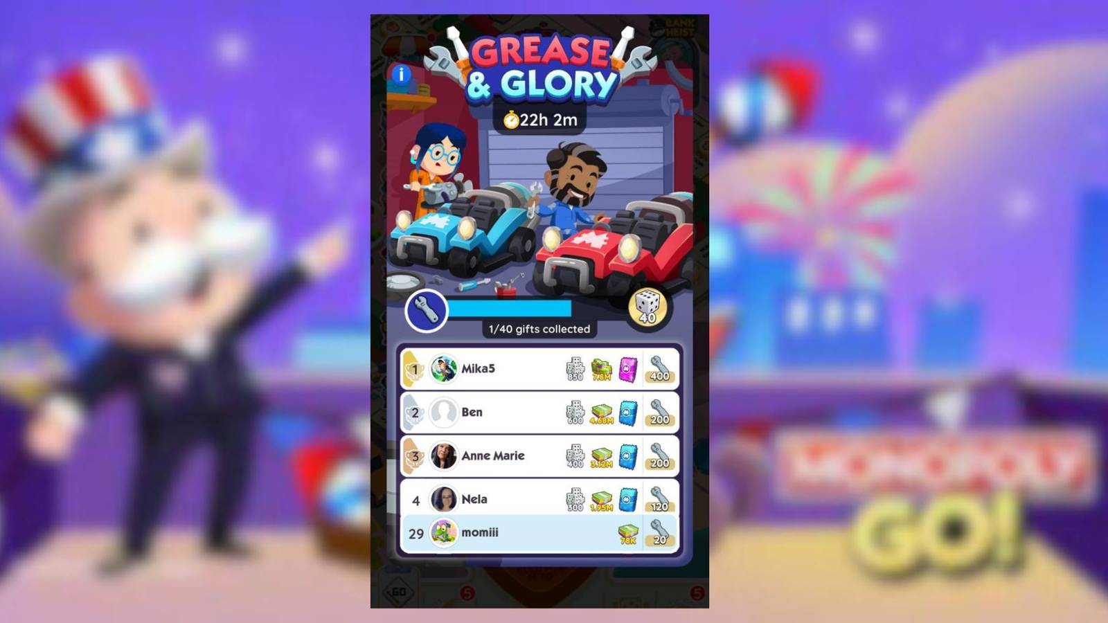 grease and glory monopoly go