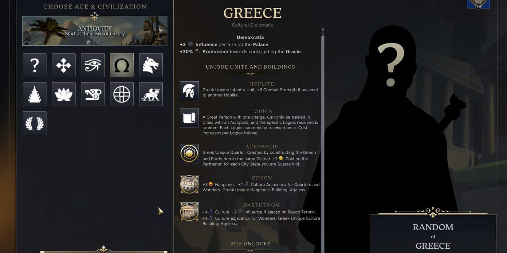 Greece Civilization in Civ 7