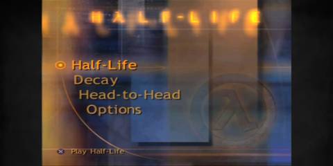 Half-Life PS2 port main menu with Decay campaign