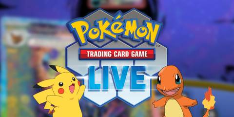 happy Pikachu and Charmander in front of Pokemon TCG Live logo 2x1 composite