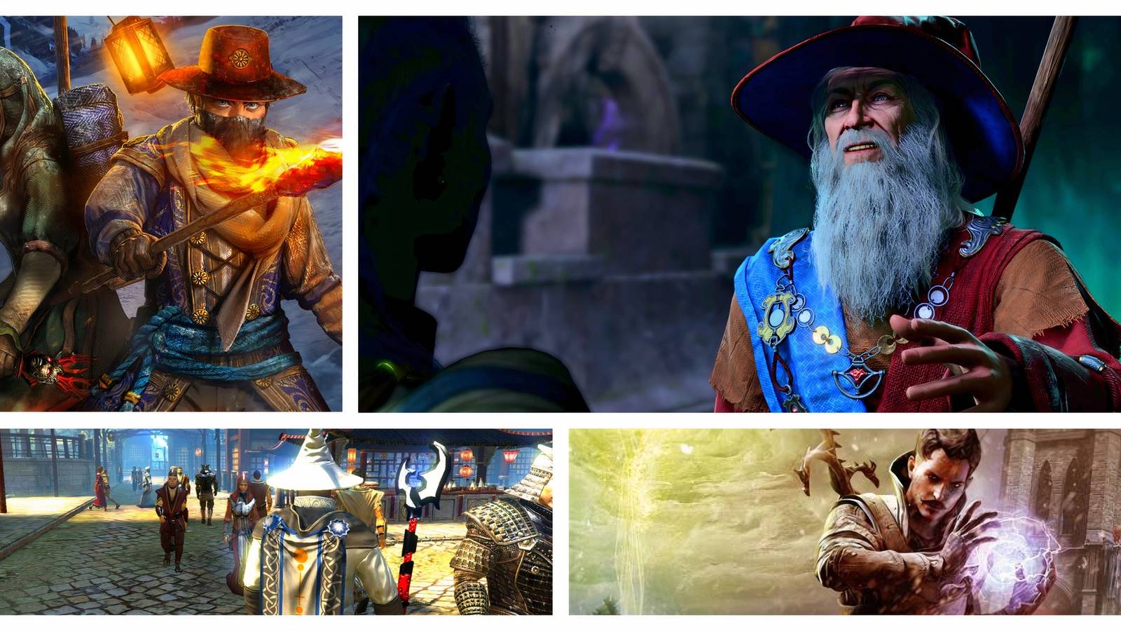Wizard characters from Outward, Baldurs Gate 3, Two Worlds 2 and Dragon Age: Inquisition