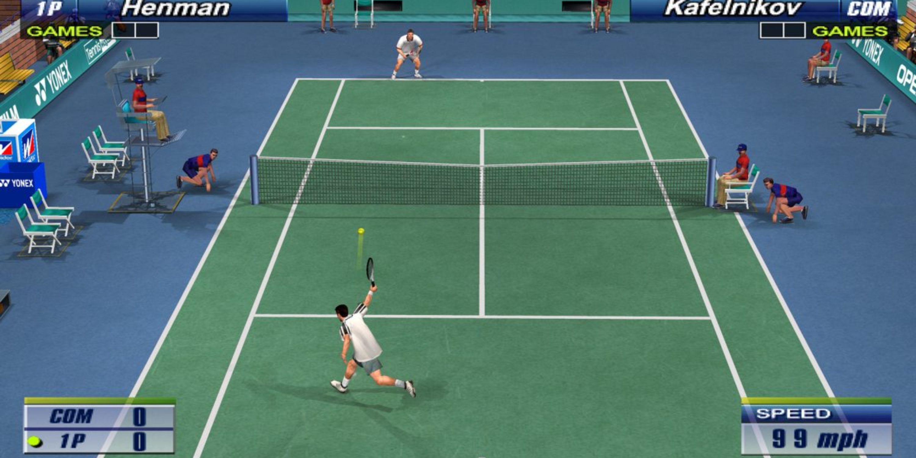 Hitting a shot in Virtua Tennis 2