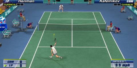 Hitting a shot in Virtua Tennis 2