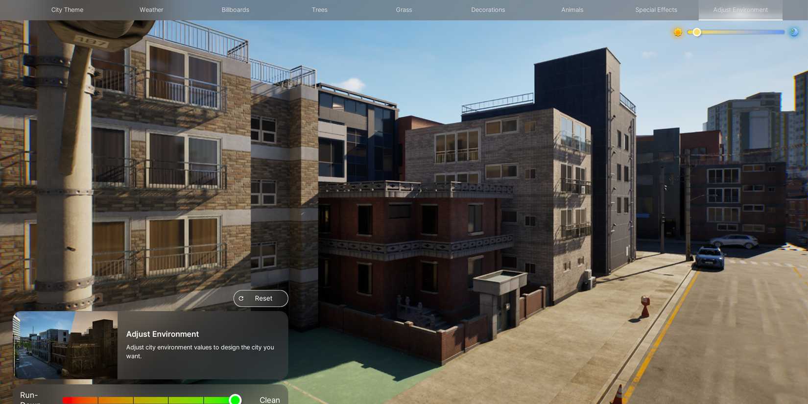 how to adjust  your city environment in inzoi