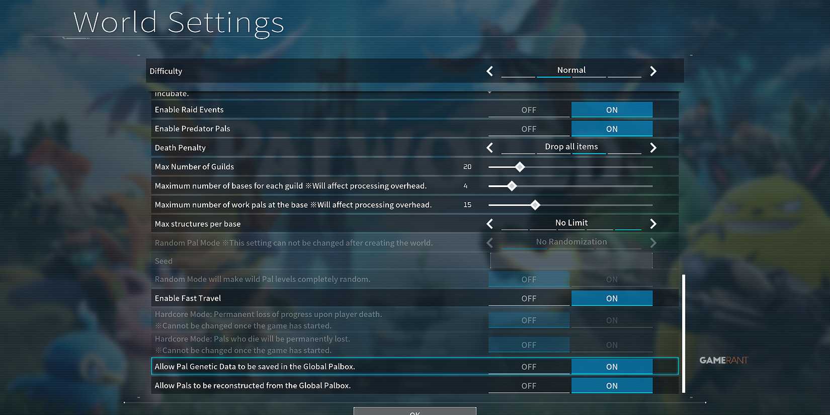 how to allow Pals to be transferred in Palworld