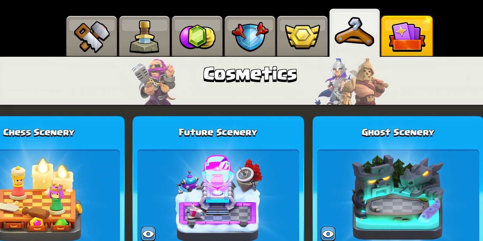 how to change scenery in clash of clans