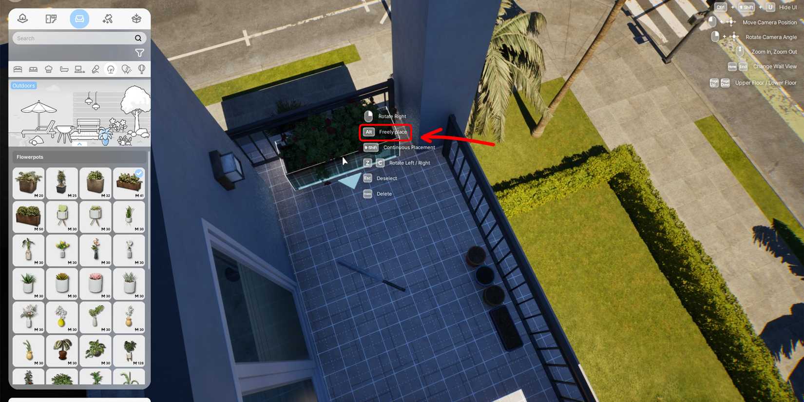 how to freely move item in inzoi