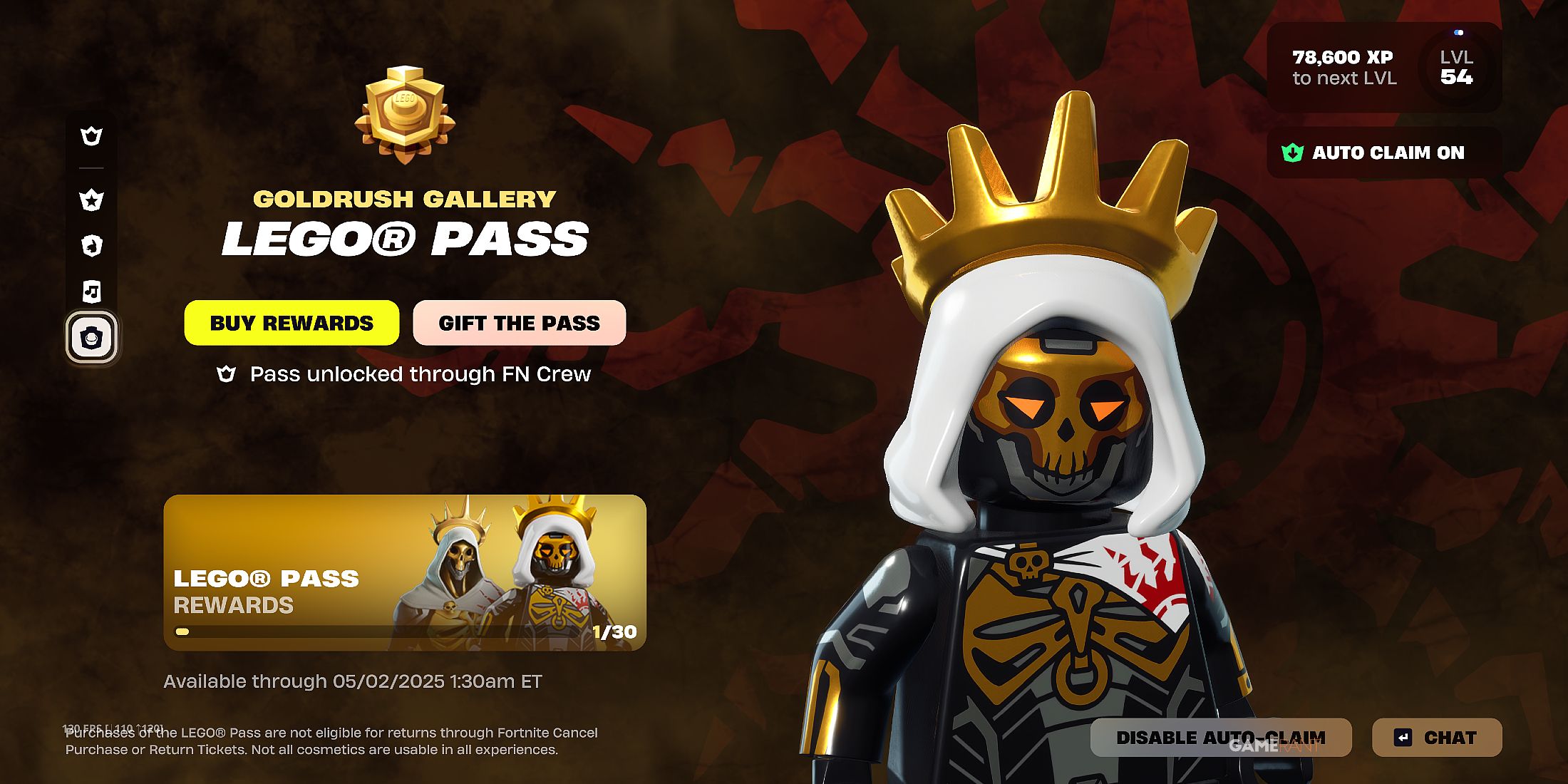 how to get the Goldrush Gallery Lego Pass in Fortnite